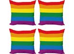 Abakuhaus Set Di Federe Per Cuscini Stolz (4 Pezzi), Bandiera Arcobaleno Libertà, Stampa Digitale Moderna Su Entrambi I Lati, 40 Cm X 40 Cm, Multicolore