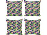 Abakuhaus Set Di Federe Astratte (4 Pezzi), Design Moderno A Onde, Stampa Digitale Moderna Su Entrambi I Lati, 40 Cm X 40 Cm, Multicolore