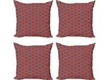 Abakuhaus Set Di Federe Geometriche (4 Pezzi), Elaborati Fiori Primaverili, Moderna Stampa Digitale Su Entrambi I Lati, 50 Cm X 50 Cm, Multicolore