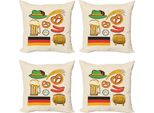 Abakuhaus Set Di Federe Tedesche (4 Pezzi), Pretzel Alla Birra Di Frumento, Stampa Digitale Moderna Su Entrambi I Lati, 50 Cm X 50 Cm, Multicolore
