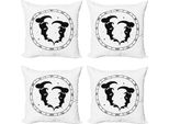 Abakuhaus Set Di Federe Per Cuscini Con Motivo Zodiacale Gemelli (4 Pezzi), Ritratti Maschili, Stampa Digitale Moderna Su Entrambi I Lati, 40 Cm X 40 Cm, Bianco E Nero