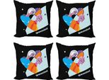 Abakuhaus Set Di Federe Per Cuscini Con Motivo Zodiacale Gemelli (4 Pezzi), Astratto, Stampa Digitale Moderna Su Entrambi I Lati, 40 Cm X 40 Cm, Multicolore