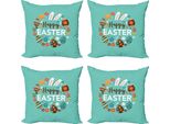 Abakuhaus Set Di Federe Per Cuscini Pasquali (4 Pezzi), Motivo Vacanze Di Primavera, Stampa Digitale Moderna Su Entrambi I Lati, 60 Cm X 60 Cm, Multicolore