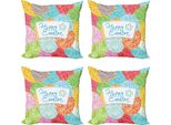 Abakuhaus Set Di Federe Per Cuscini Pasqua (4 Pezzi), Vacanze Di Primavera, Stampa Digitale Moderna Su Entrambi I Lati, 45 Cm X 45 Cm, Multicolore