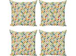 Abakuhaus Set Di Federe Astratte (4 Pezzi), Grandi Gocce Colorate, Stampa Digitale Moderna Su Entrambi I Lati, 60 Cm X 60 Cm, Multicolore
