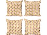 Abakuhaus Set Di Federe Autunnali (4 Pezzi), Leafage Woodland Colorato, Stampa Digitale Moderna Su Entrambi I Lati, 60 Cm X 60 Cm, Multicolore