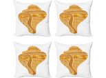 Abakuhaus Set Di Federe Per Cuscini (4 Pezzi), Abstract Floral Conch, Stampa Digitale Moderna Su Entrambi I Lati, 40 Cm X 40 Cm, Marigold Arancione Pallido