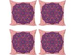 Abakuhaus Set Di Federe Per Cuscini Viola Mandala (4 Pezzi), Astratto Oriente, Stampa Digitale Moderna Su Entrambi I Lati, 60 Cm X 60 Cm, Multicolore
