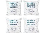 Set Di Federe Per Cuscini Abakuhaus Fitness (4 Pezzi), Parole Sportive Manubrio, Stampa Digitale Moderna Su Entrambi I Lati, 60 Cm X 60 Cm, Blu, Viola, Bianco
