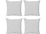 Abakuhaus Set Di Federe Grigio E Bianco (4 Pezzi), Curve Tradizionali, Stampa Digitale Moderna Su Entrambi I Lati, 50 Cm X 50 Cm, Grigio Chiaro Grigio Bianco