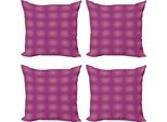Abakuhaus Set Di Federe Vittoriane (4 Pezzi), Motivi Antichi, Stampa Digitale Moderna Su Entrambi I Lati, 50 Cm X 50 Cm, Magenta Pesca E Lilla