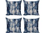 Abakuhaus Stati Uniti Set Di Federe (4 Pezzi), Ny Freedom, Stampa Digitale Moderna Su Entrambi I Lati, 45 Cm X 45 Cm, Blu Scuro Grigio Viola