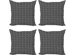 Abakuhaus Set Di Federe Afghane (4 Pezzi), Motivi Orientali, Stampa Digitale Moderna Su Entrambi I Lati, 60 Cm X 60 Cm, Bianco E Nero