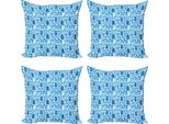 Abakuhaus Set Di Federe Olandesi (4 Pezzi), Disegno Con Mulini A Vento Cartoon, Stampa Digitale Moderna Su Entrambi I Lati, 40 Cm X 40 Cm, Azzurro Pallido Blu Navy