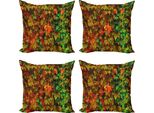 Abakuhaus Set Di Federe Per Cuscini (4 Pezzi), Leafage Vivid Colorato, Stampa Digitale Moderna Su Entrambi I Lati, 40 Cm X 40 Cm, Multicolore