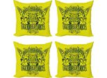 Abakuhaus Set Di Federe Per Cuscini Tiki Bar (4 Pezzi), Surf Team Party, Stampa Digitale Moderna Su Entrambi I Lati, 45 Cm X 45 Cm, Verde Mela Verde Scuro