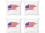 Abakuhaus Set Di Federe Americane (4 Pezzi), Bandiera Sporca Libertà Dovere, Stampa Digitale Moderna Su Entrambi I Lati, 40 Cm X 40 Cm, Vermiglio Blu Navy
