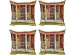 Abakuhaus Venezia Set Di Federe (4 Pezzi), Edificio Italiano Antico, Stampa Digitale Moderna Su Entrambi I Lati, 50 Cm X 50 Cm, Arancione, Marrone, Verde