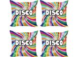 Abakuhaus Set Di Federe Rainbow (4 Pezzi), Eighties Disco, Stampa Digitale Moderna Su Entrambi I Lati, 60 Cm X 60 Cm, Multicolore