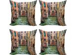 Abakuhaus Venezia Set Di Federe (4 Pezzi), Strade Famose Sull'acqua, Stampa Digitale Moderna Su Entrambi I Lati, 40 Cm X 40 Cm, Multicolore
