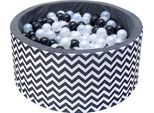 Piscina Di Palline - Piscina Di Palline Stabile -90 X 40 Cm - 200 Palline Ø 7 Cm - Rosa, Bianco, Grigio Con Motivo Zebrato