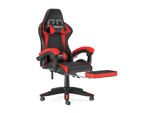 Sedia Da Gioco Con Poggiapiedi - Sedia Da Gioco Ergonomica - Con Cuscino Lombare + Poggiatesta - Sedia Da Gioco - Regolabile In Altezza - Rosso
