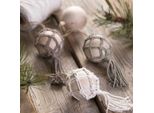 Set Di Baubles Natalizi In Legno Con Macramè, Inclusi Materiali E Istruzioni