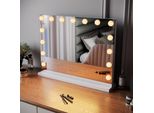 Sunxury Specchio Cosmetico Hollywood3 Luci A Temperatura Di Colore15 Luci Led Dimmerabili Specchio Per Il Trucco Illuminato Specchio Per Il Trucco Con Touch 58X45,5 Cm