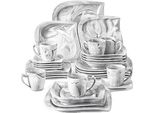 Servizio Da Tavola In Porcellana, Servizio Per 6/12, Bianco, Grigio 30 Pz