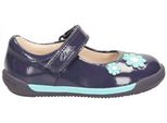 Clarks Softly Jam, Ballerine Per Bambini In Pelle Blu Navy Con Velcro 20