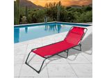Marbueno Lettino Pieghevole In Acciaio Con Cuscino Da Giardino E Piscina 190X58X27 Cm Rosso 10000