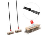 Novaliv 2X Spazzola Metallica Robusta Con Manico - Scopa In Acciaio Con Manico A 4 Pezzi, Rimozione Efficace Del Muschio, Scopa Stradale, Per Pavimentazione E Giardino, Scopa In Acciaio, Raschia Muschio, Scopa Per Pizza, Spazzola Per Pietra Della Pizza