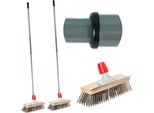 Novaliv 2X Spazzola Metallica Robusta Con Manico - Scopa In Acciaio Con Manico Telescopico, Rimozione Efficace Del Muschio, Scopa Stradale, Per Pavimentazione E Giardino, Scopa In Acciaio, Raschia Muschio, Scopa Per Pizza, Spazzola Per Pietra Della Pizza