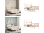 Vidaxl Letto In Legno Massiccio Con Testiera 140X200 Cm - Struttura Letto - Letto - Letto Matrimoniale