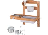 Cucina Da Esterno Per Bambini Roba Da Appendere - Cucina Da Gioco Funzionale Per Esterni Con Distributore D'acqua E Accessori - Legno - Verniciata Color Teak
