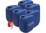 Plasteo® Set Di 6 Taniche D'acqua Da 30 Litri Blu Con 1X Rubinetto Aft | Sicuro Per Gli Alimenti | Senza Bpa | Stoccaggio E Trasporto | Approvazione Onu