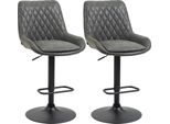 Homcom Set Di 2 Sgabelli Da Bar, Sgabello Da Cucina Con Schienale, Sgabello Da Bar Regolabile In Altezza, Sgabello Da Banco Con Poggiapiedi, Sedia Da Cucina Per Sala Da Pranzo, Cucina, Similcuoio, Grigio Scuro