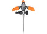 Irrigatore Circolare Brandson, Irrigatore Per Prato A 3 Vie Con Picchetto A Terra, Irrigatore Per Superfici A 360°, Irrigatore A Spruzzo, Per Superfici Fino A 150 M², Lunghezza 14 Cm, (1-St), Irrigatore A 3 Bracci, Angolo 45° - 90°, Portata 7 M, Picchetto Robusto