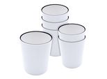 Tazza In Melamina 400Ml - Set Di 6 / Bianco Con Bordo Nero - Tazza Da Bere