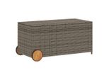 Vidaxl Cassapanca Da Giardino Con Rotelle Grigio 190L In Poly Rattan