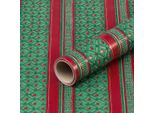 Carta Da Regalo Per Natale, Tradizionale, Rossa E Verde, 0,70 X 10 M