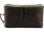 Saddler Pelle Borsa Da Toilette Baro Toiletry Bag Dark Brown Marrone Scuro