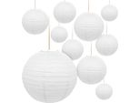 Lanterna Di Carta Bianca - Ø 25 Cm Circa / Set Di 10 - Lanterna Paralume (5 Sacchetti)