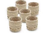 Piccoli Vasi Per Piante Con Foglio Di Paglia - Circa 10X10 Cm / Set Di 6 - Vaso Per Piante Naturali