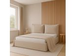 Gutto Letto Imbottito Su Misura Glammy 160X200 Rete A Doghe Metalliche Tessuto Velluto Beige Velvett Con Rete E Contenitore