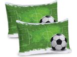 Abakuhaus Federa Per Cuscino Calcio Confezione Da 2, Grunge Consumato Con Motivo A Inclinazione Calcio Sei Yard Scatola Vintage Illustrazione, Federa Per Cuscino Decorativa Stampata, 80X40 Cm, Verde Nero Bianco
