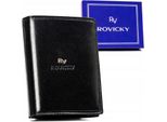 Rovicky | Portafoglio Elegante, In Pelle, Per Uomo, In Pelle Naturale, Nero, 9,5X12,5 Cm