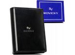 Rovicky | Portafoglio Verticale In Pelle, Per Uomo, Senza Chiusura, In Pelle Naturale, Nero, 10X13 Cm