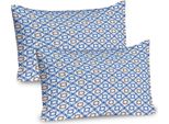 Abakuhaus Quatrefoil Federa Per Cuscino Confezione Da 2, Ancient Delfter Blue Ispirato A Motivi Intricati Delle Antiche Piastrelle Olandesi, Federa Per Cuscino Decorativa Stampata, 80X40 Cm, Marrone Chiaro Blu Bianco