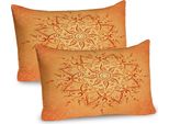 Abakuhaus Federa Per Cuscino Lotus Confezione Da 2, Mandala Spirituale Con Girasoli Colori Caldi E Culturali Amici Buddisti, Federa Per Cuscino Decorativa Stampata, 80X40 Cm, Arancione
